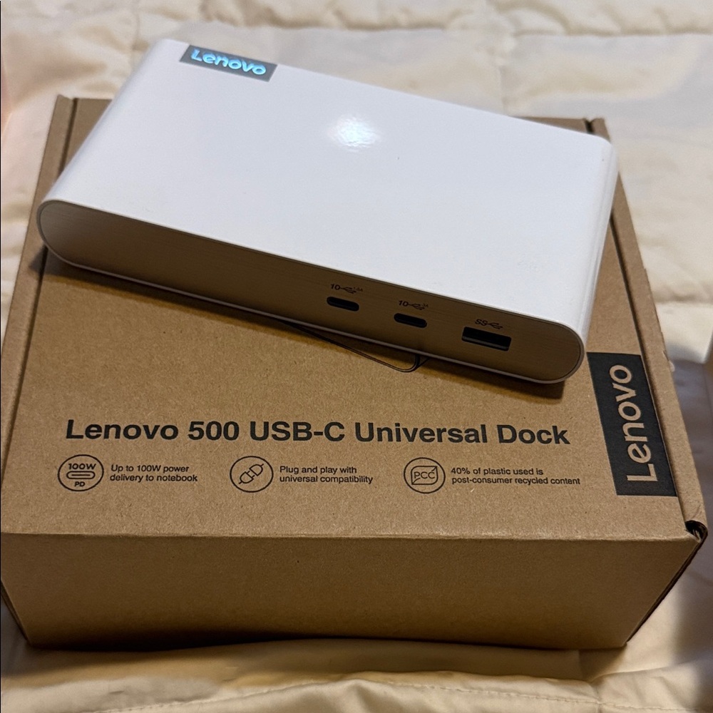 Lenovo White USB-C Docking Station Only.